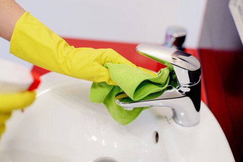 Cleaner preparing a service booking confirmation