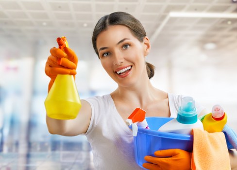 Person using an accessible cleaning services website on a laptop