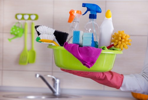 Cleaner using PPE during a professional service